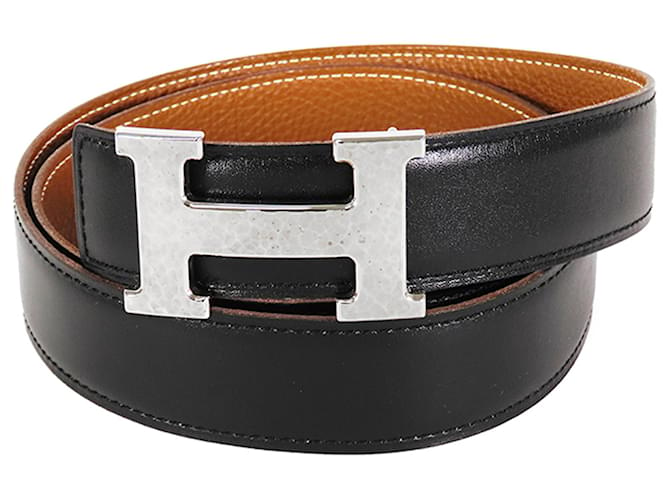Hermès Hermes Black Constance Reversible Belt Leather  ref.1115675