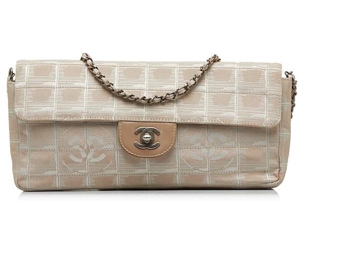 Chanel Brown New Travel Line East West Flap Beige Cloth Cloth  ref.1115691