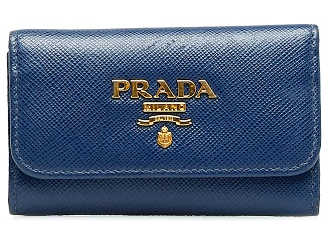 Porte-clés Prada bleu saffiano Cuir  ref.1115699