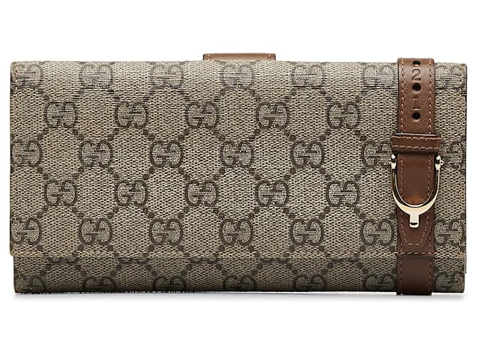 Gucci Brown GG Supreme Nice Wallet Beige Cloth Cloth  ref.1115709