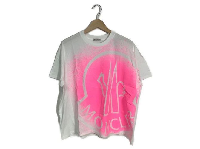 T-shirt Moncler Girocollo Rosa Bianca Cotone Bianco