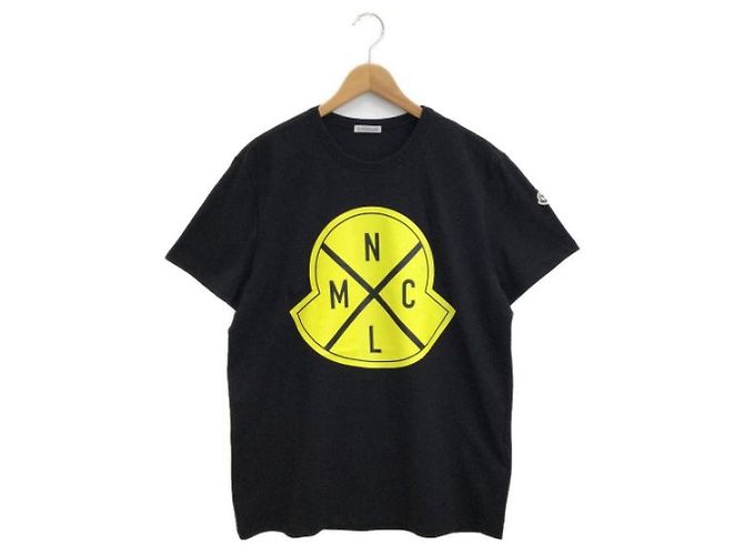 T-shirt grafica Moncler con logo nero e giallo cotone