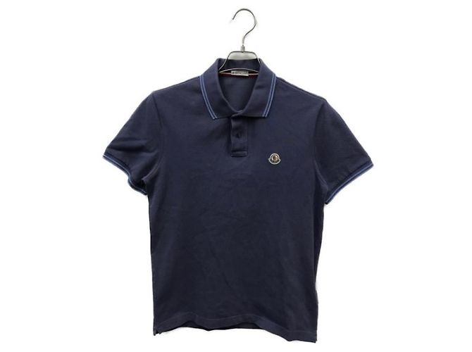 Polo Moncler Blu in Cotone