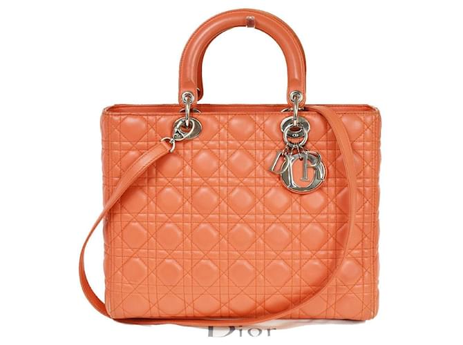 Dior Cannage Lady Arancione Pelle  ref.1115970