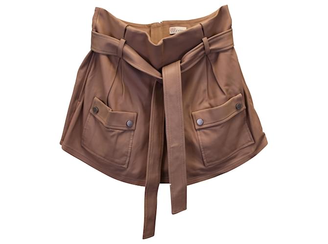 Red Valentino Garavani Belted Shorts in Nude Pink Leather Peach  ref.1115983