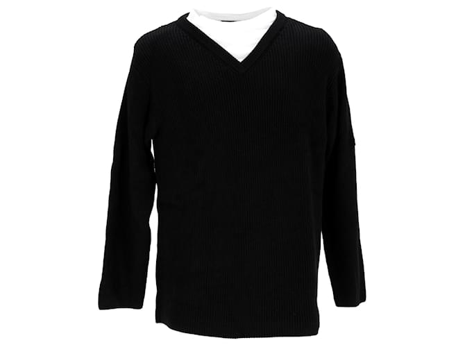 Jumper Balenciaga com decote em V em algodão preto  ref.1115985
