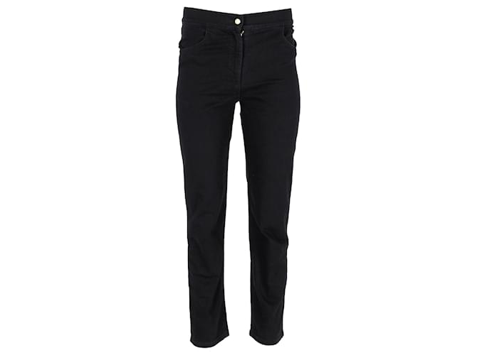 Balmain Contrast Stripe Skinny Jeans in Black Cotton  ref.1116003