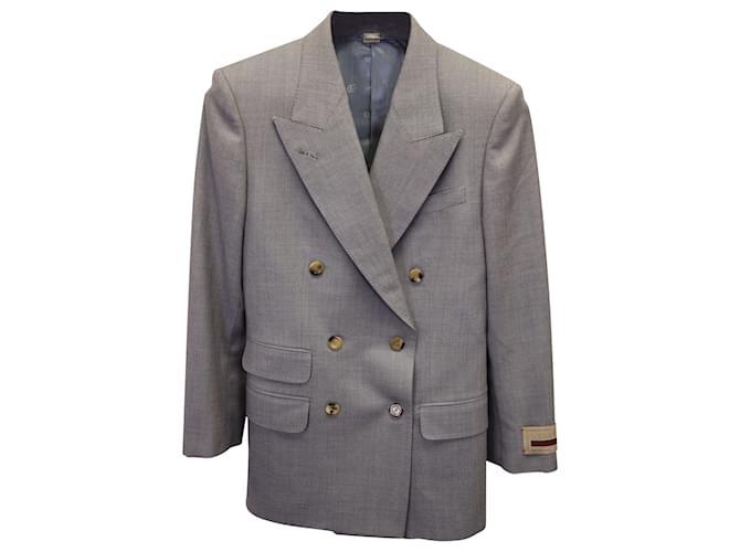 Gucci Double-Breasted Blazer in Gray Wool Grey  ref.1116007