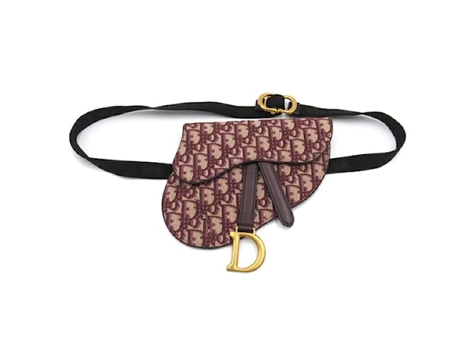 Dior Sac banane oblique en toile Saddle Rouge  ref.1116017