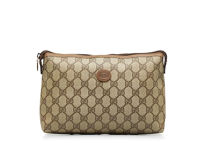 Gucci GG Supreme Clutch Bag 8901045 Brown Cloth  ref.1116030