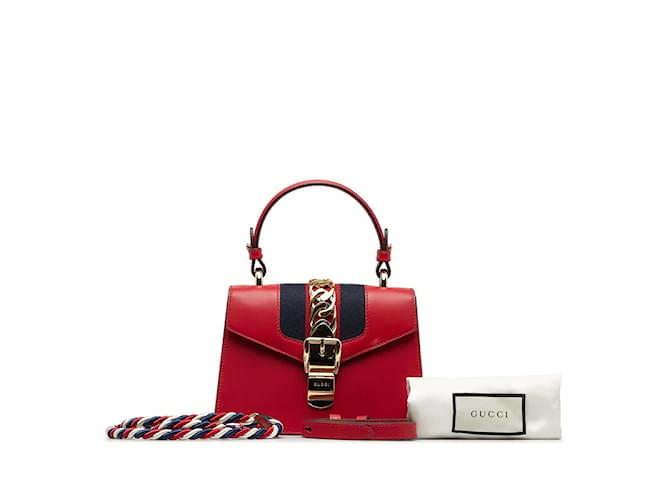 Gucci Mini Sylvie Leather Shoulder Bag 470270 Red  ref.1116032