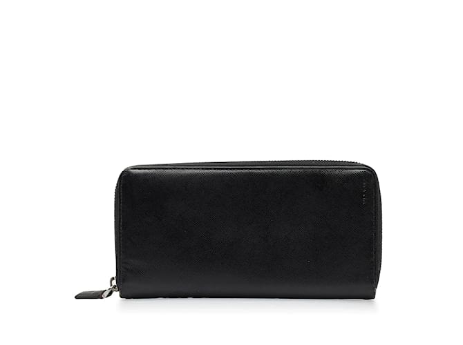 Prada Brieftasche aus Saffiano-Leder mit Reißverschluss 2M1264 Schwarz  ref.1116038