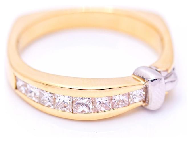 Autre Marque Gold Ring, half diamond alliance White Golden White gold Yellow gold  ref.1116426
