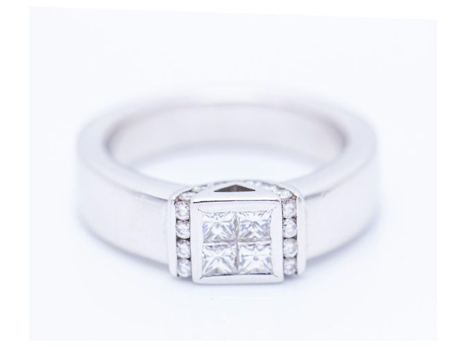 Autre Marque Anel de ouro com diamantes Branco