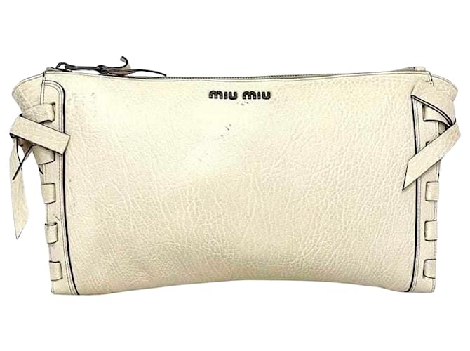 Miu Miu Ribbon White Leather  ref.1116508