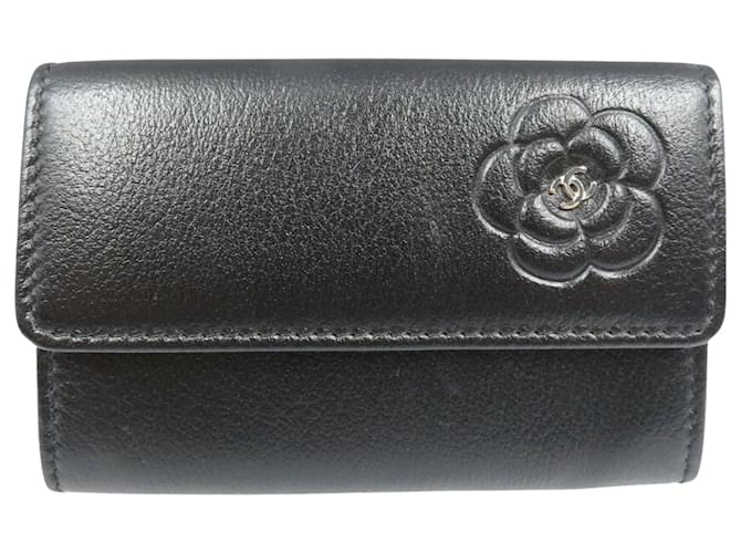 Chanel Camellia Black Leather  ref.1116798