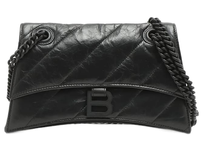 Balenciaga Hourglass Small Leather Chain Flap Bag Black  ref.1116928