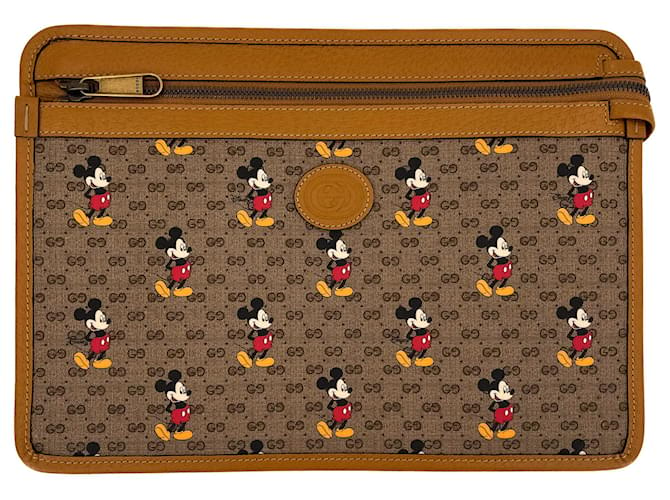 Gucci Clutch mit Mickey-Mouse-Logo Mehrfarben Leinwand  ref.1116930