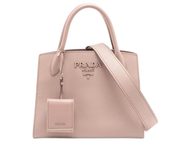 Prada Monochrome Small Saffiano Leather Pink 2-way bag Beige  ref.1116932