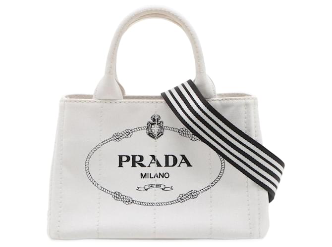 Prada 2-Way Canvas Tote Bag White Cloth  ref.1116952