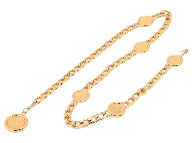 Chanel Coco-Kettengürtel vergoldet – Größe 80 Golden Metall  ref.1116958