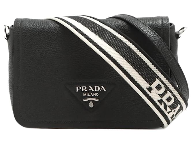 PRADA Small Brushed Leather Tote Bag - Black