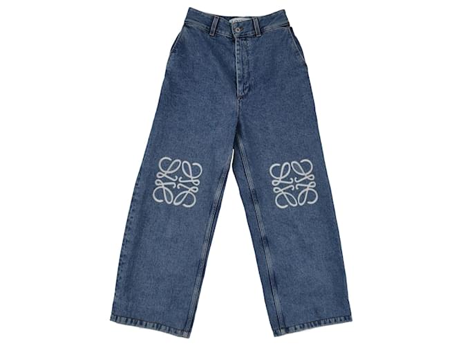 Blue Anagram-patch wide-leg jeans, LOEWE