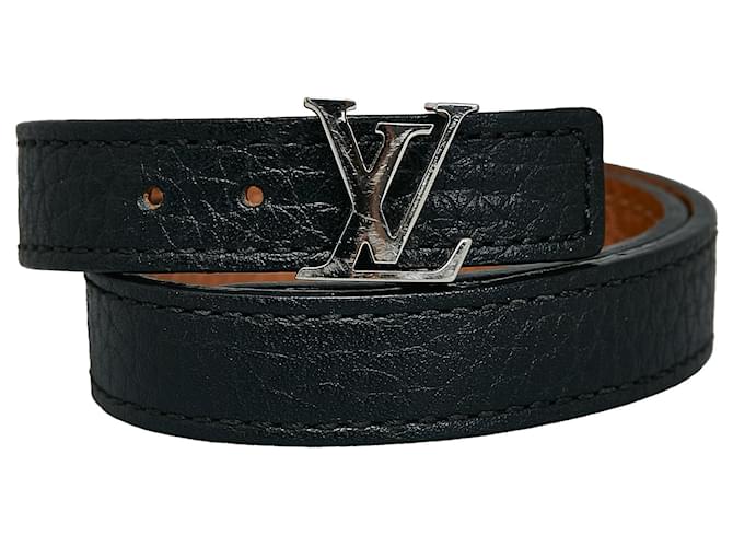 Louis Vuitton Schwarzes Initialen-Armband Leder Kalbähnliches Kalb  ref.1117154