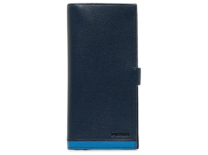 Prada Blue Leather Long Wallet Pony-style calfskin  ref.1117164