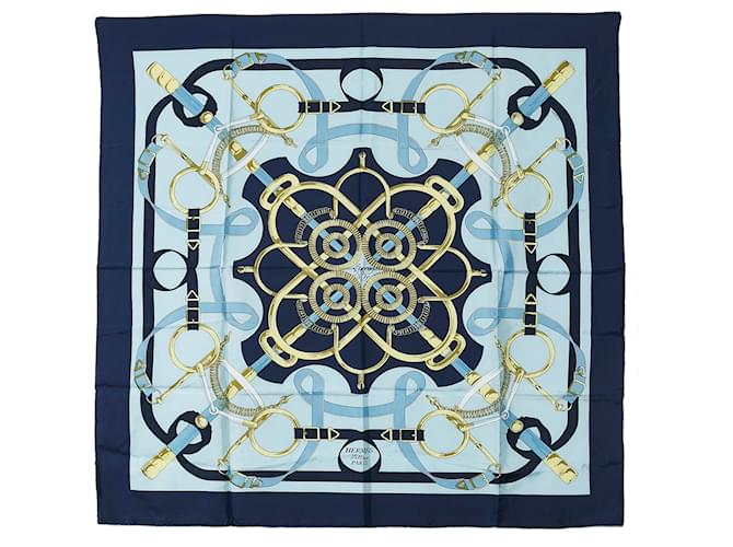 Hermès Hermes Blue Eperon d'Or Silk Scarf Cloth  ref.1117219