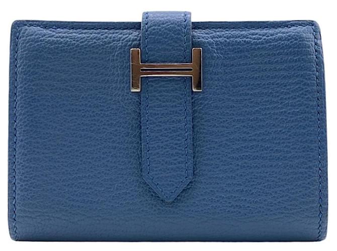 Béarn Hermès Bearn Azul Cuero  ref.1117518