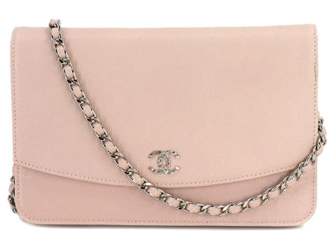 Portafoglio Chanel su catena Rosa Pelle  ref.1117842