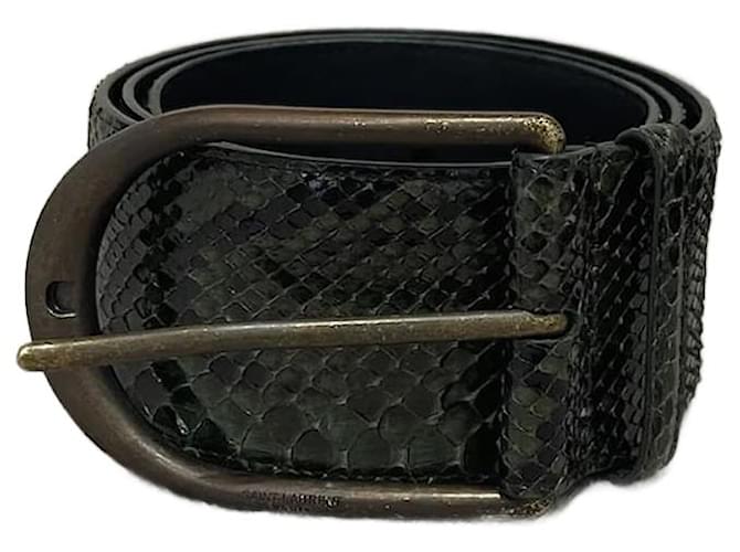 SAINT LAURENT  Belts T.cm 90 Exotic leathers Green  ref.1118185