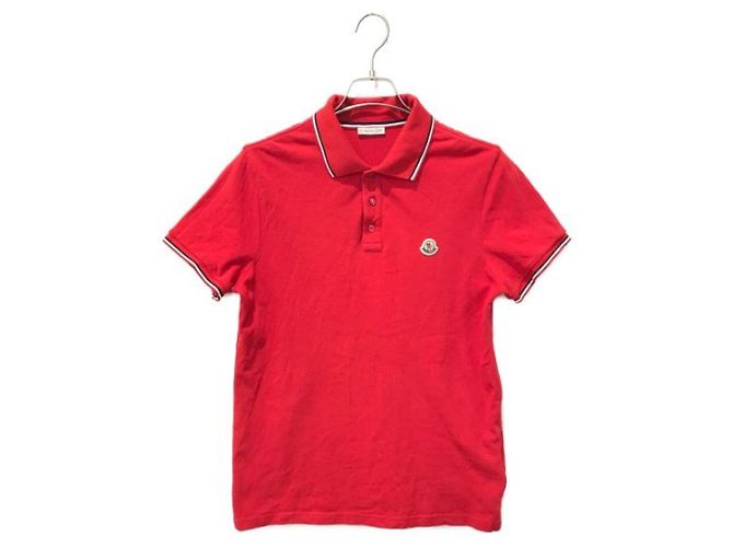 Polo Moncler Rossa in Cotone M Rosso
