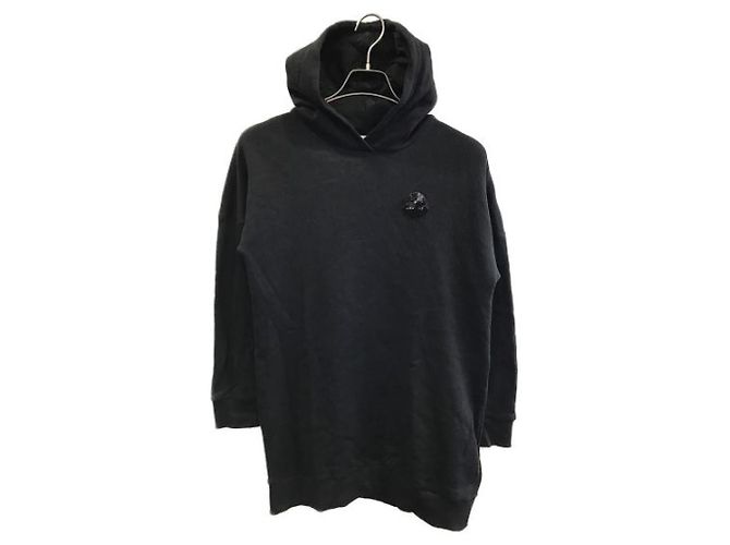 Moncler Kleid mit Pailletten Logo schwarz Baumwolle