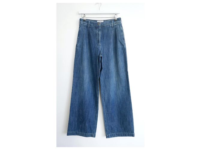 Chanel SS08 Calça jeans cambraia com perna larga Azul