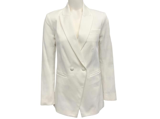 L'Agence Nellie White Cotton Twill lined Breasted Blazer  ref.1118439