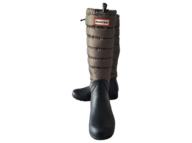 Botas Hunter de borracha pretas e cáqui Preto Caqui