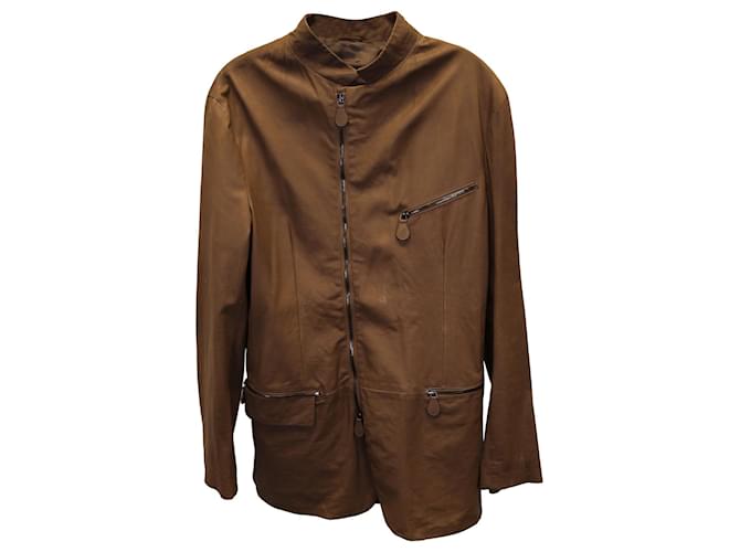 Bottega Veneta Zipped Jacket in Dark Brown Leather  ref.1118494