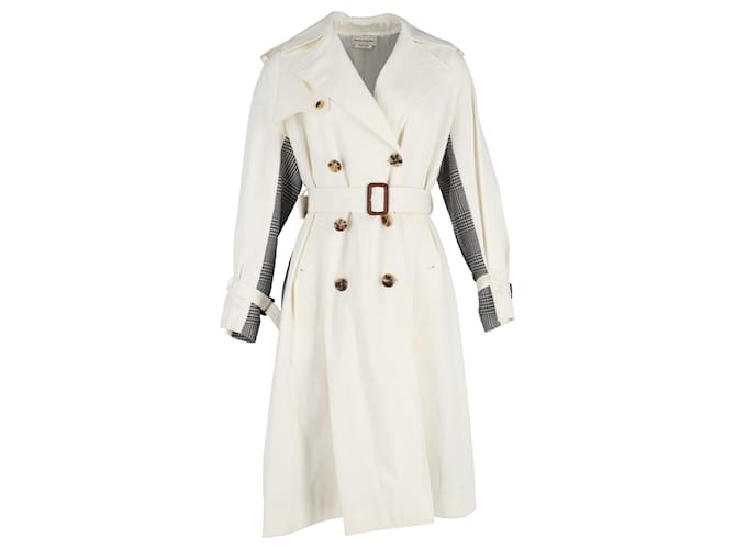 Alexander McQueen Trenchcoat mit Gürtel aus weißer Wolle  ref.1118496