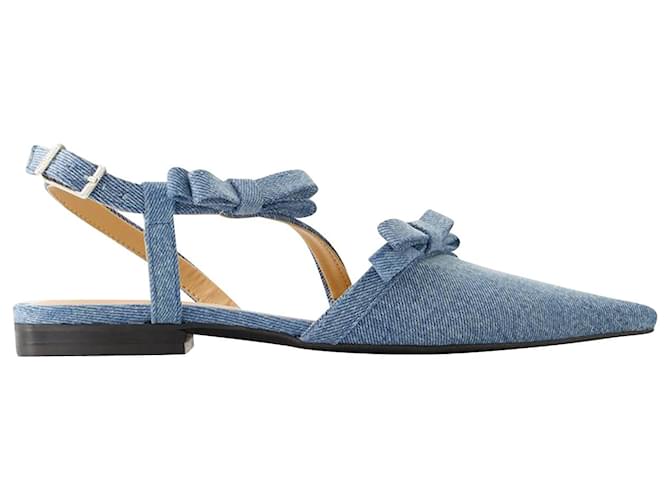 Multi Bow Ballerinas - Ganni - Cotton - Blue Denim  ref.1118550