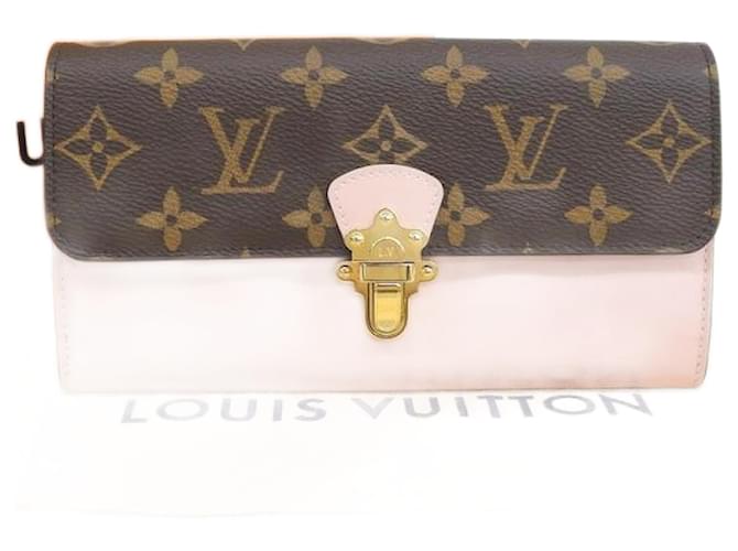Louis Vuitton Cartera M con monograma de madera de cerezo61719 Rosa Lienzo  ref.1118582