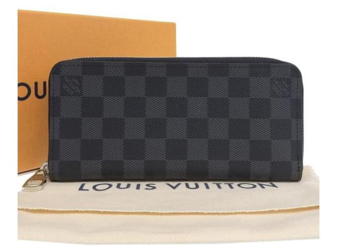 Louis Vuitton Damier Graphite Vertical Zippy Wallet N63095 Schwarz Leinwand  ref.1118583
