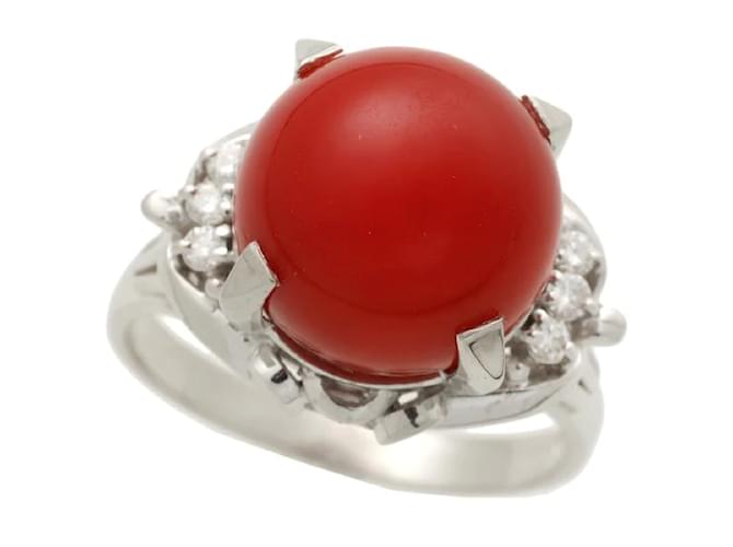 & Other Stories Anillo Coral Platino Plata Metal  ref.1118585