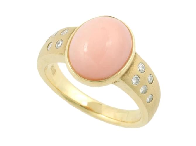 & Other Stories [LuxUness] 18k Gold Coral & Diamond Ring Metal Ring in Excellent condition Golden  ref.1118590
