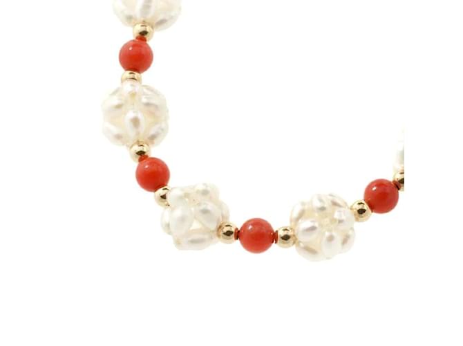 & Other Stories 18k Gold Coral & Pearl Bead Necklace White Metal  ref.1118628