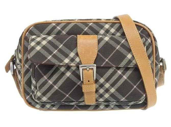 Burberry Check Canvas Crossbody Bag ZAE73 300 70 Brown Cloth  ref.1118636