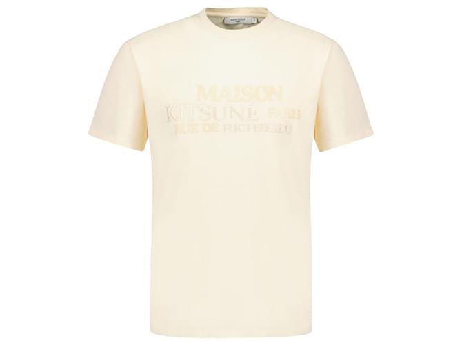 Autre Marque T-shirt Paris - Maison Kitsuné - Crema - Cotone Bianco Tela  ref.1118780