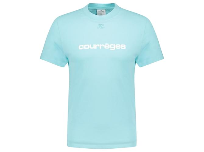 Courreges Camiseta Shell Clássica - Courrèges - Azul/Algodão branco Lona  ref.1118788
