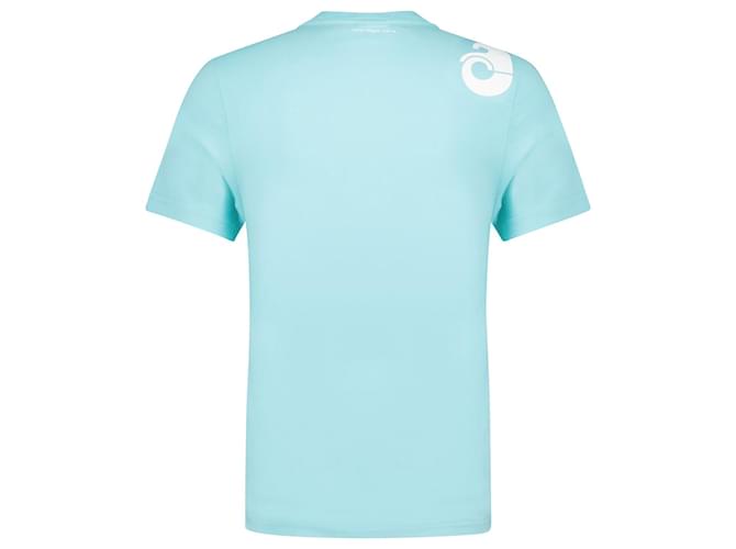 Courreges Camiseta Shell Clássica - Courrèges - Azul/Algodão branco Lona  ref.1118791
